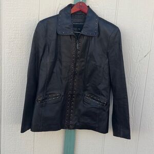 Bernardo Brown Leather Studded Jacket medium